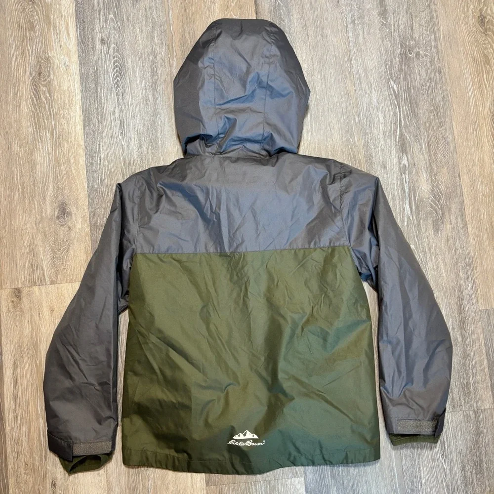Eddie Bauer Kids Hooded Colorblock Jacket Grey Green Size‎ M 10-12 Windbreaker